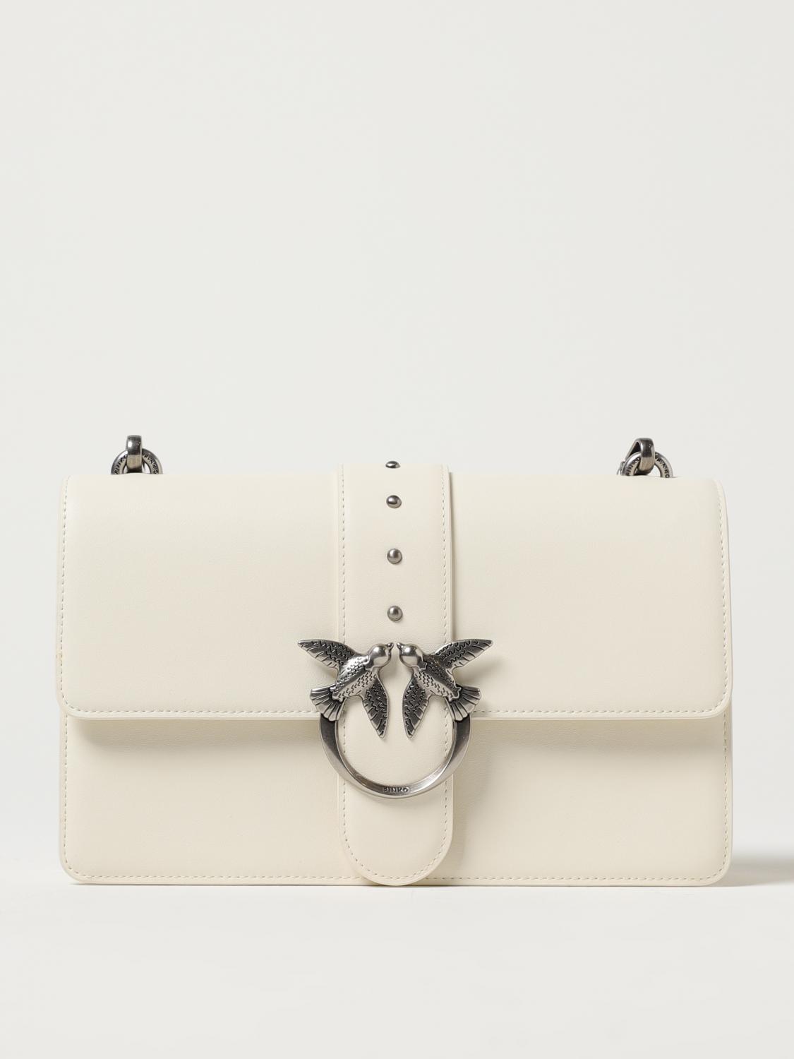 PINKO BORSA A SPALLA: Borsa Love One Pinko in pelle, Bianco 1 - Img 1