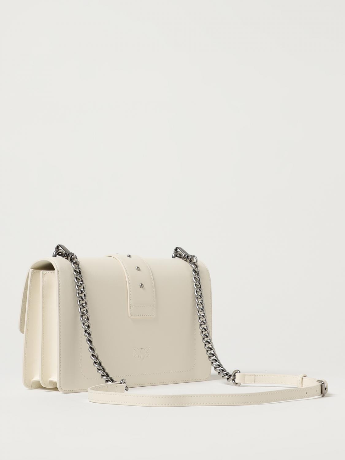 PINKO BORSA A SPALLA: Borsa Love One Pinko in pelle, Bianco 1 - Img 2