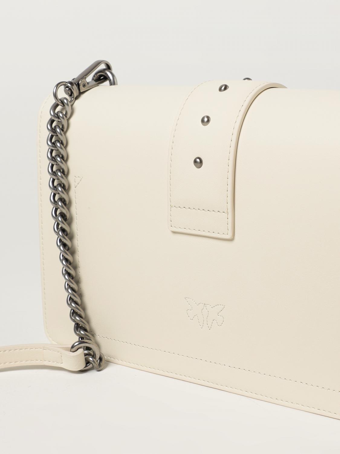 PINKO BORSA A SPALLA: Borsa Love One Pinko in pelle, Bianco 1 - Img 3