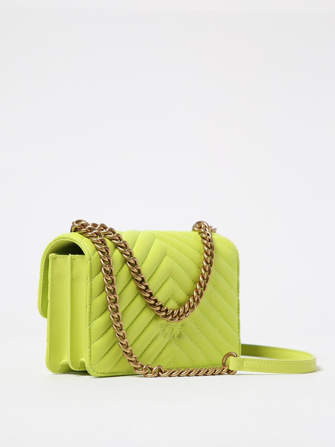 PINKO BORSA MINI: Borsa Love One Mini Pinko in nappa trapuntata, Giallo - Img 2