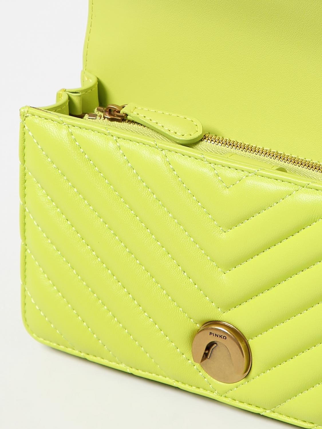 PINKO BORSA MINI: Borsa Love One Mini Pinko in nappa trapuntata, Giallo - Img 3