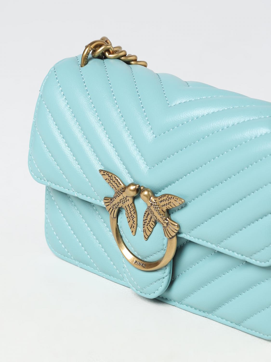 PINKO BORSA MINI: Borsa Love One Mini Pinko in nappa trapuntata, Azzurro - Img 3