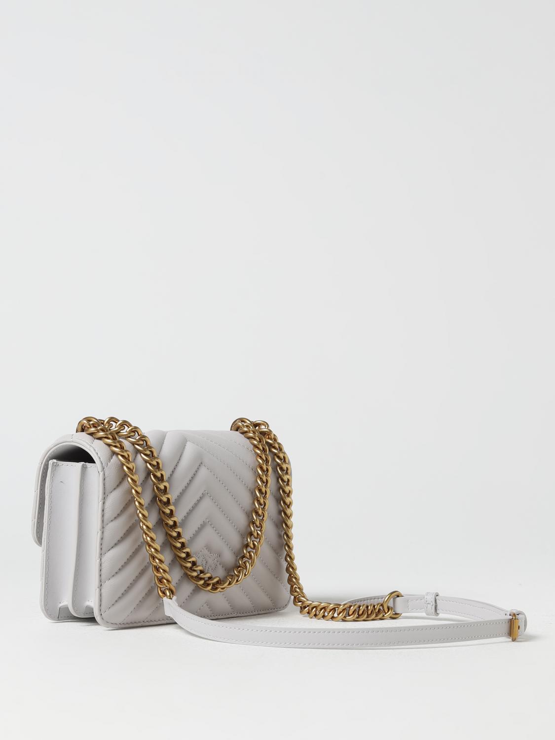 PINKO BORSA MINI: Borsa Love One Mini Pinko in nappa trapuntata, Grigio - Img 2