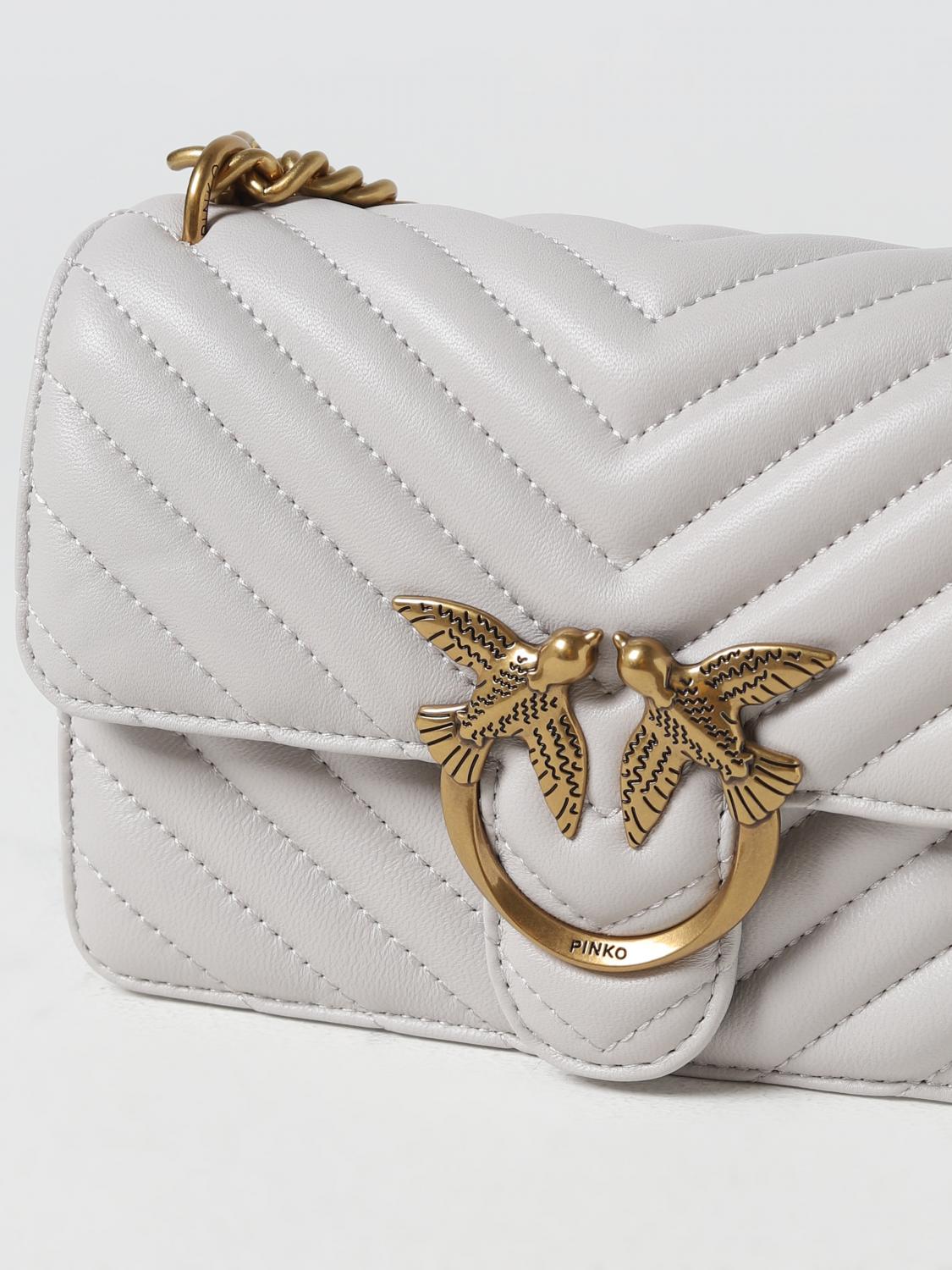 PINKO BORSA MINI: Borsa Love One Mini Pinko in nappa trapuntata, Grigio - Img 3