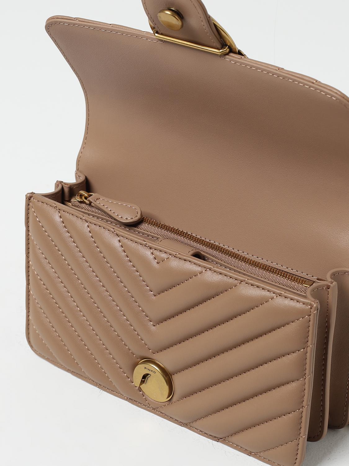 PINKO BORSA MINI: Borsa Love One Mini Pinko in nappa trapuntata, Beige - Img 3