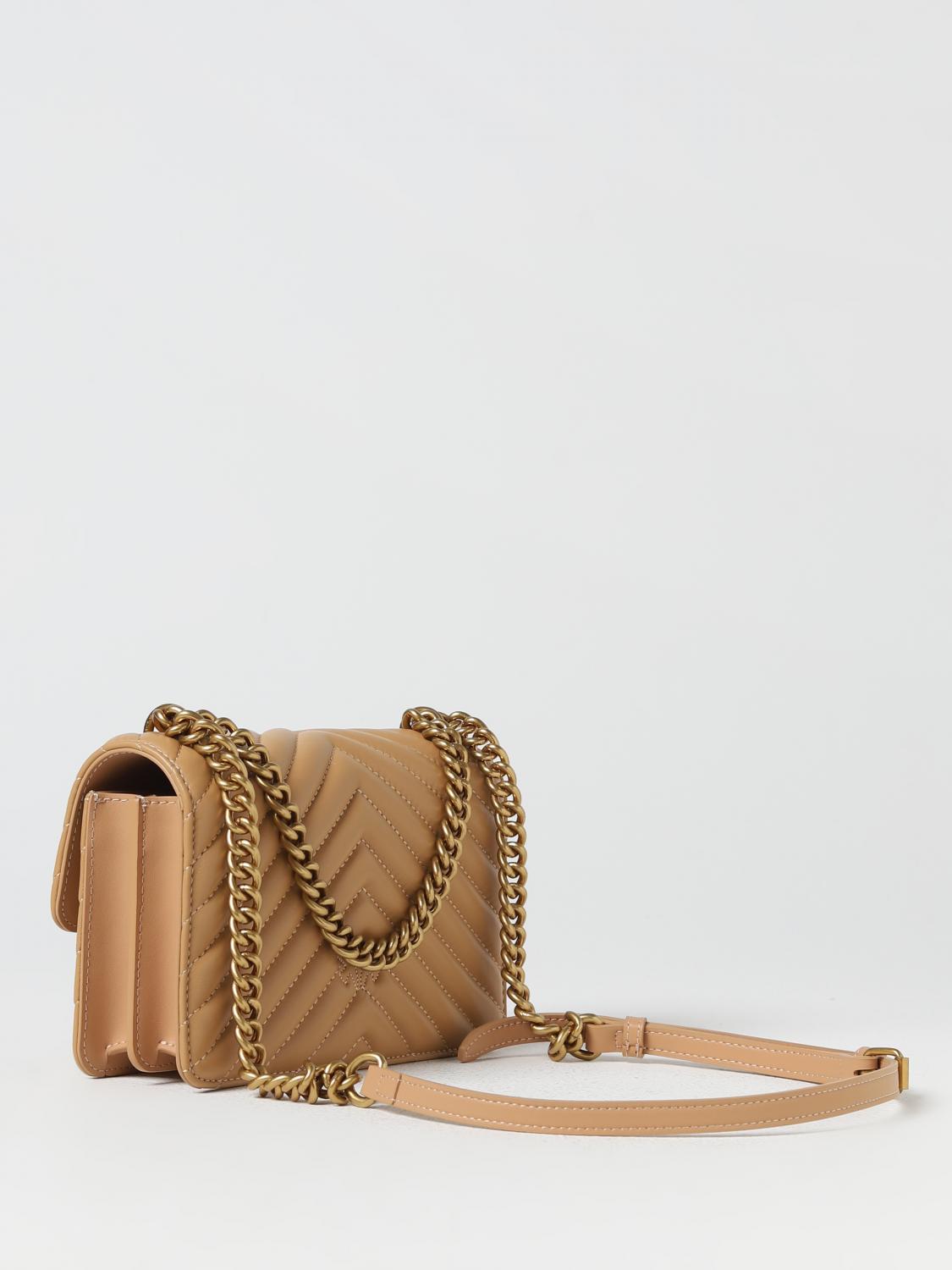 PINKO BORSA MINI: Borsa Love One Mini Pinko in nappa trapuntata, Marrone - Img 2