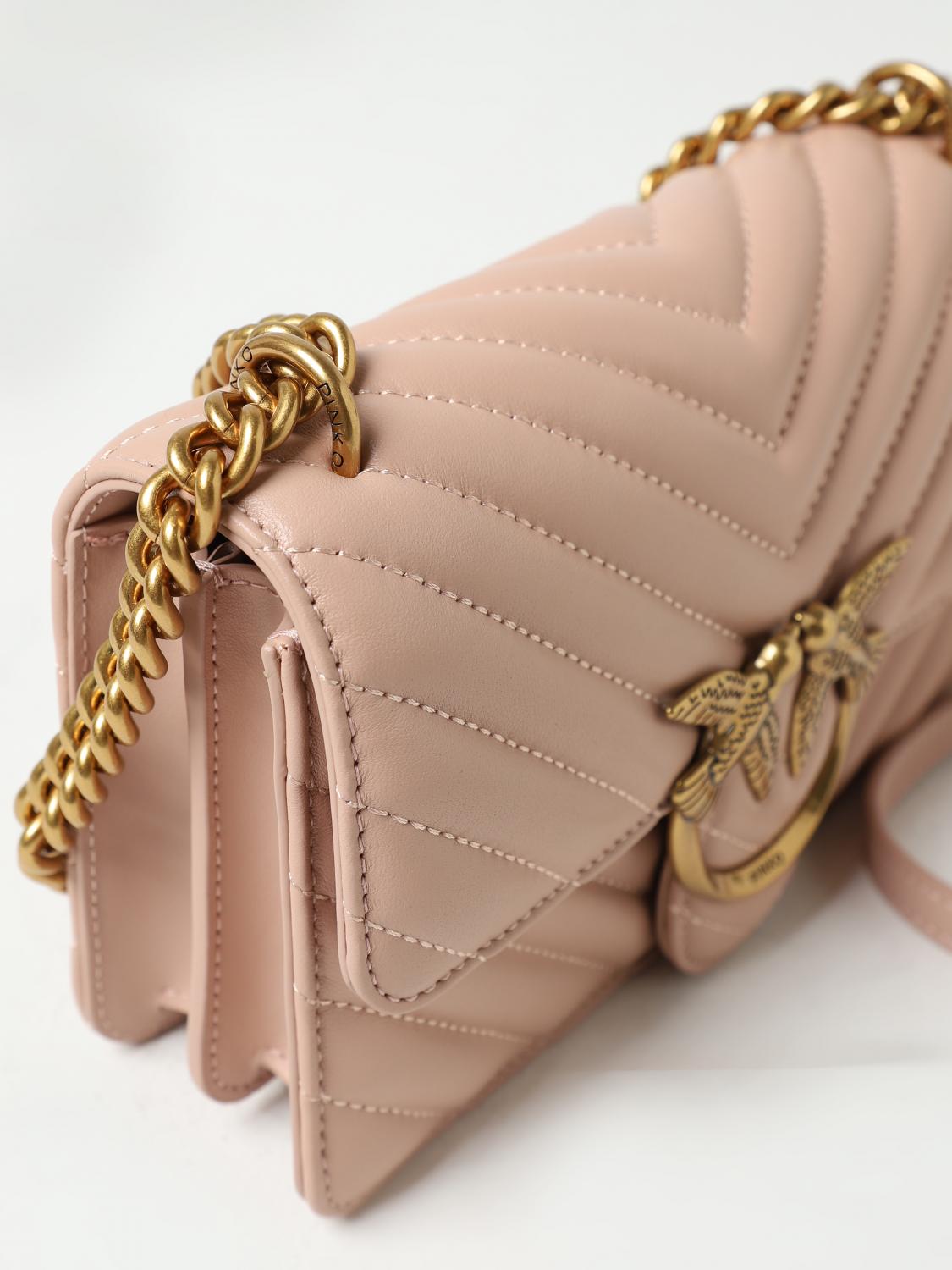 PINKO BORSA MINI: Borsa Love One Mini Pinko in nappa trapuntata, Cipria - Img 3