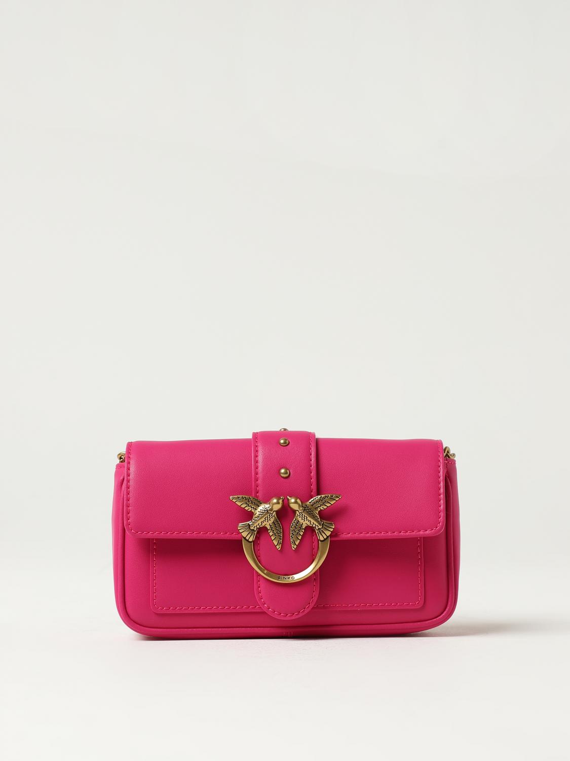PINKO BORSA MINI: Borsa Love One Mini Pinko in pelle, Fuxia - Img 1
