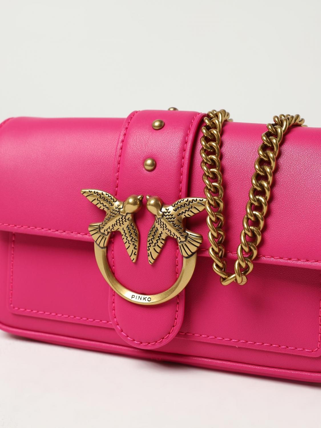 PINKO BORSA MINI: Borsa Love One Mini Pinko in pelle, Fuxia - Img 3
