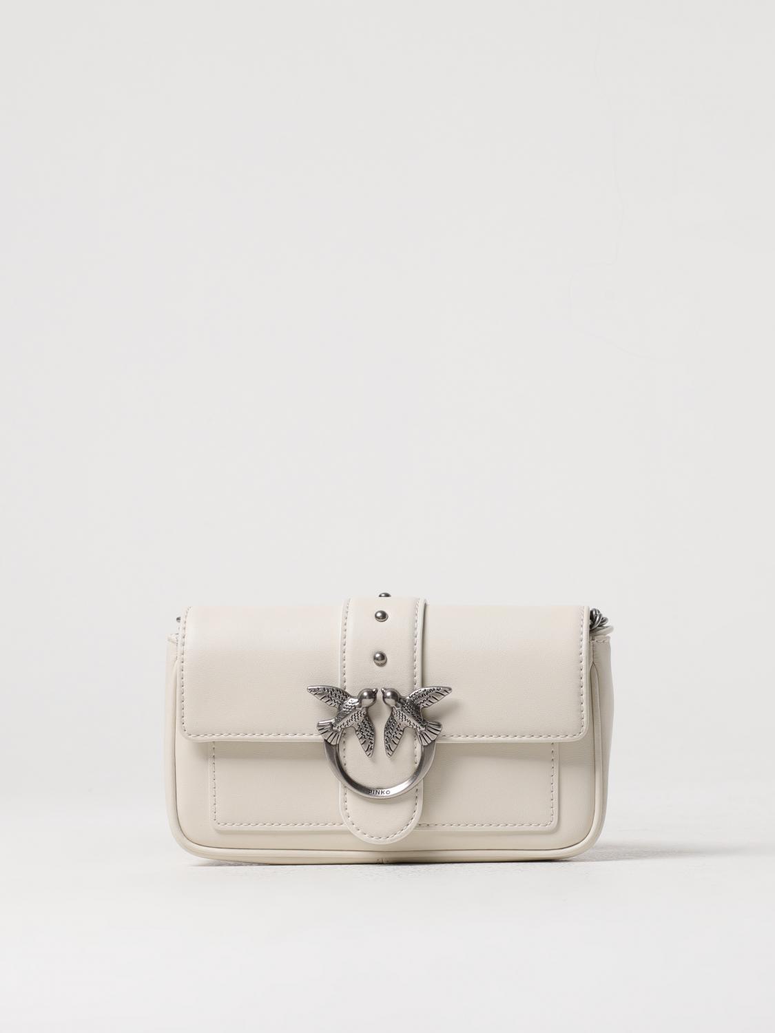 PINKO BORSA MINI: Borsa Love One Mini Pinko in pelle, Bianco 1 - Img 1