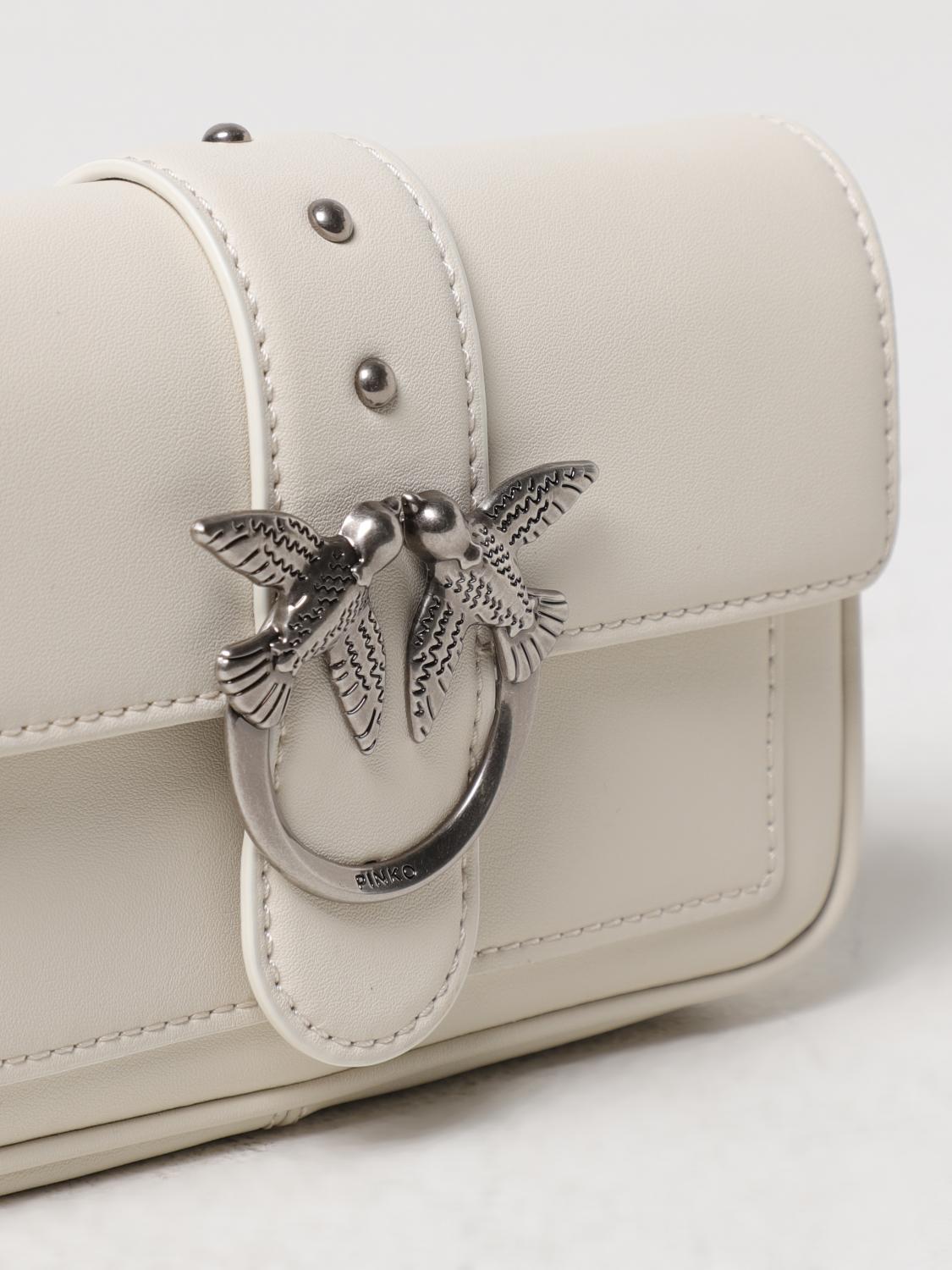 PINKO BORSA MINI: Borsa Love One Mini Pinko in pelle, Bianco 1 - Img 3