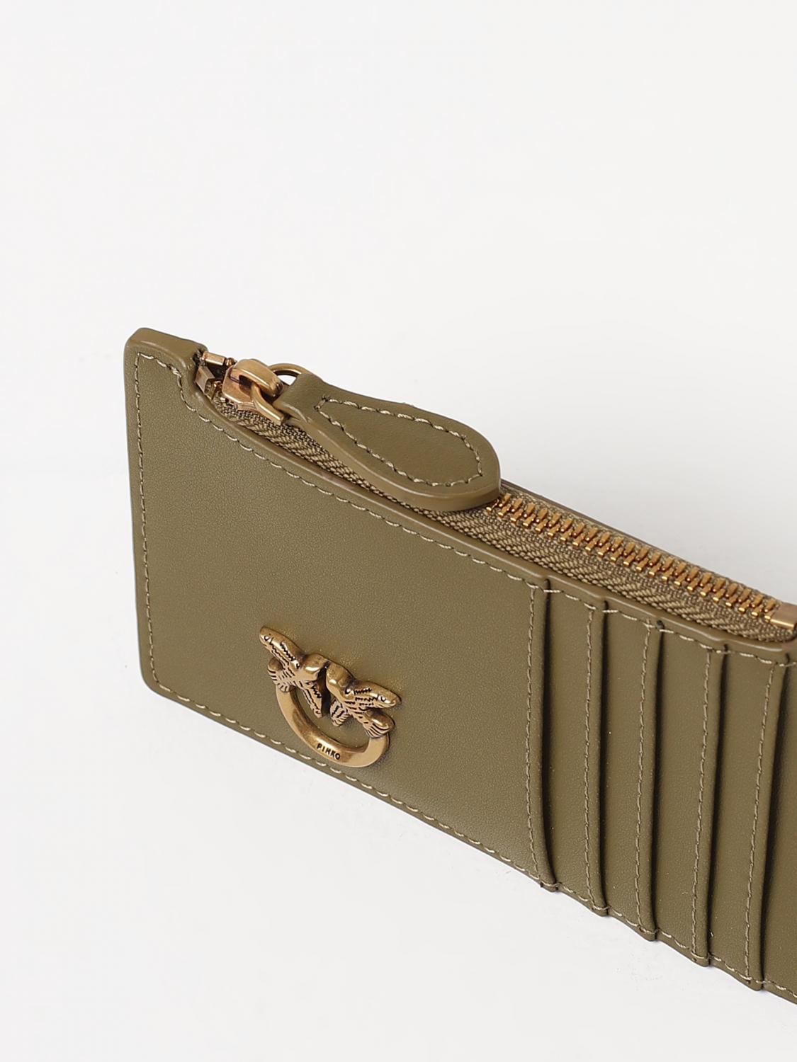 PINKO PORTAFOGLIO: Portacarte di credito Pinko in pelle, Oliva - Img 3