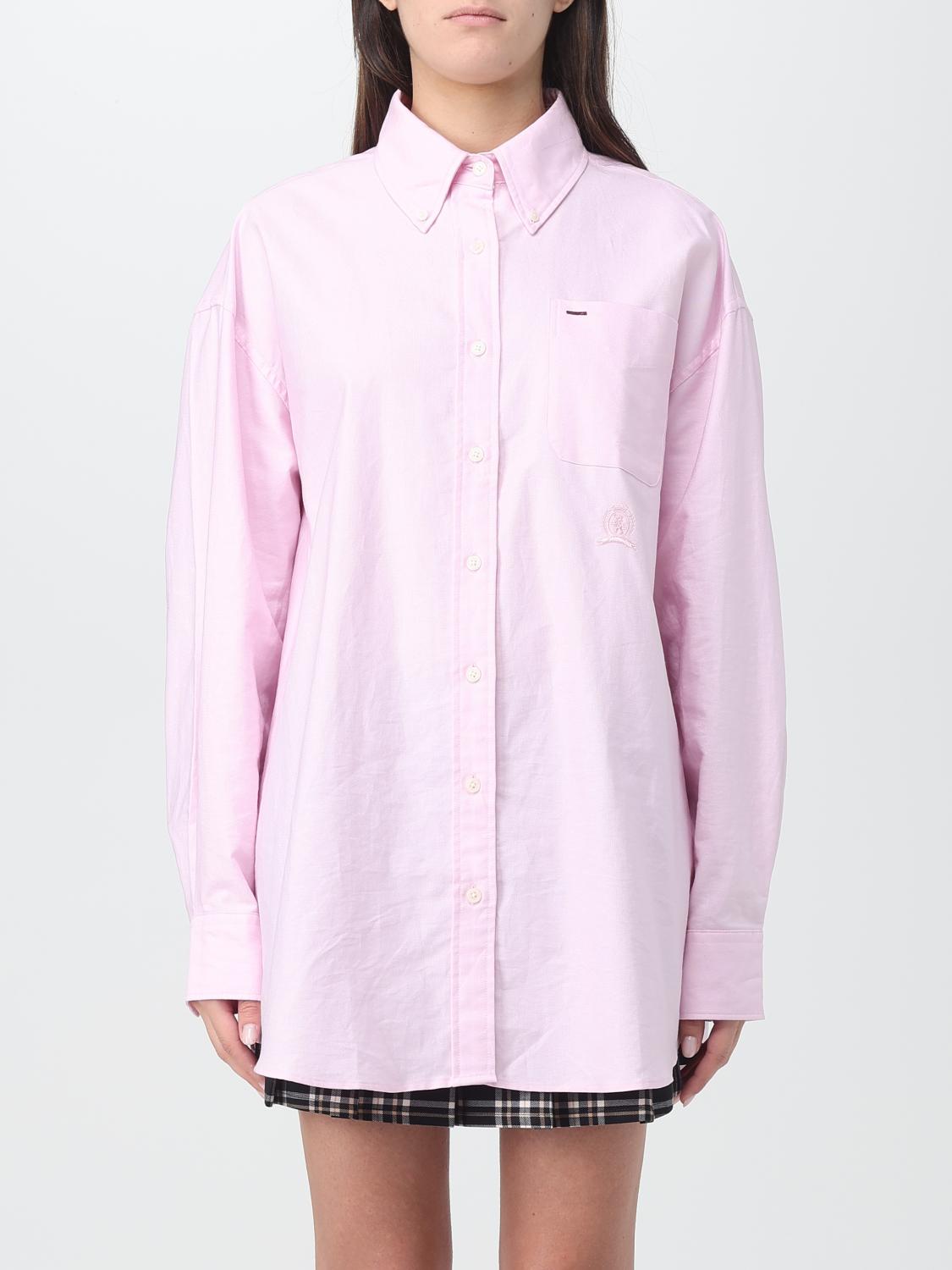 Clothing Tommy Women Tops Tommy Hilfiger Shirt In Organic Cotton Pink WW0WW38666 Clothing Tommy Women Tops Tommy Hilfiger Shirt In Organic Cotton Pink WW0WW38666