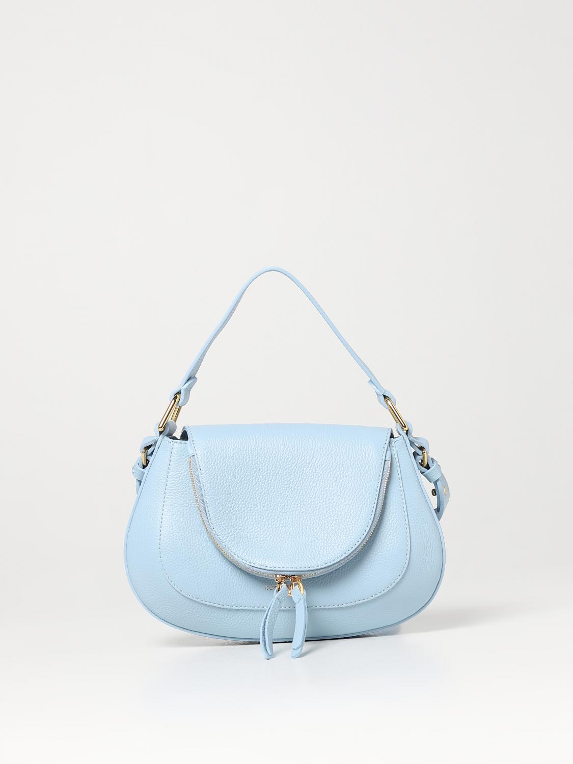 COCCINELLE BORSA A TRACOLLA: Borsa Sole Coccinelle in pelle a grana, Azzurro - Img 1