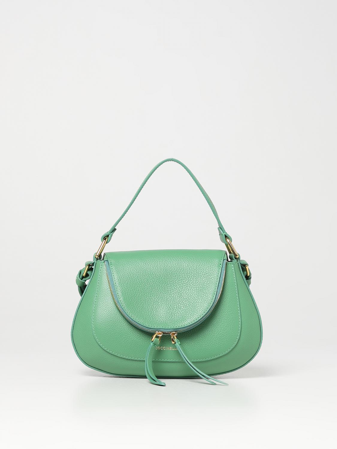 COCCINELLE BORSA A TRACOLLA: Borsa Sole Coccinelle in pelle a grana, Menta - Img 1