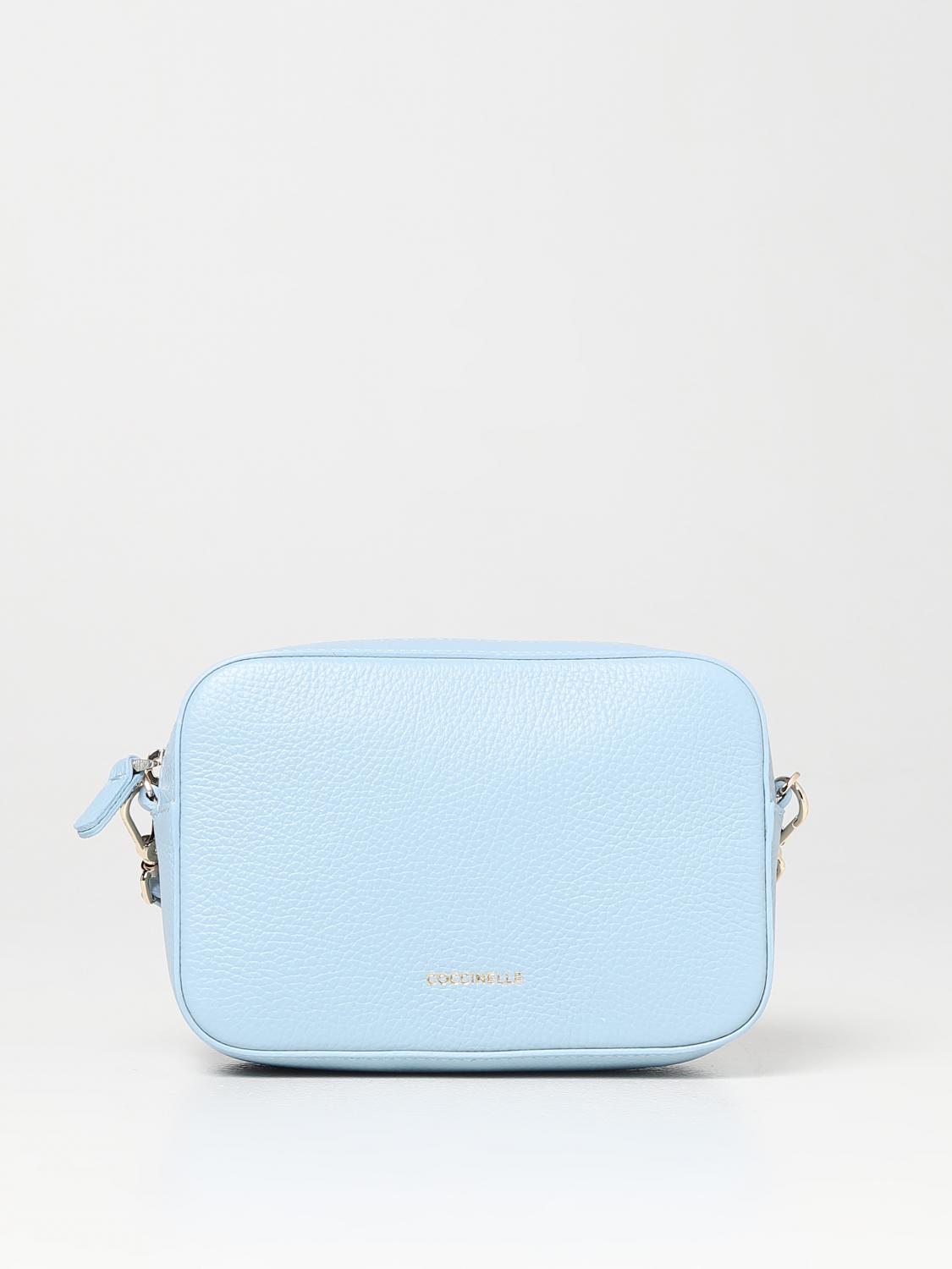 COCCINELLE BORSA MINI: Borsa Tebe Coccinelle in pelle a grana, Azzurro - Img 1