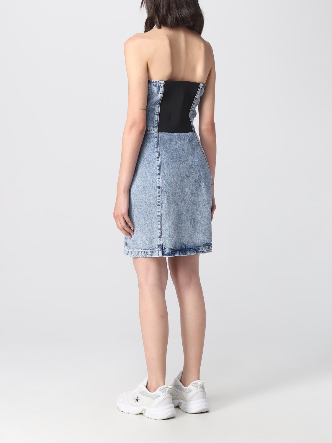 white christmas dresses Calvin Klein Jeans Scoop Neck denim Dress – House of Labels Ltd main image 0