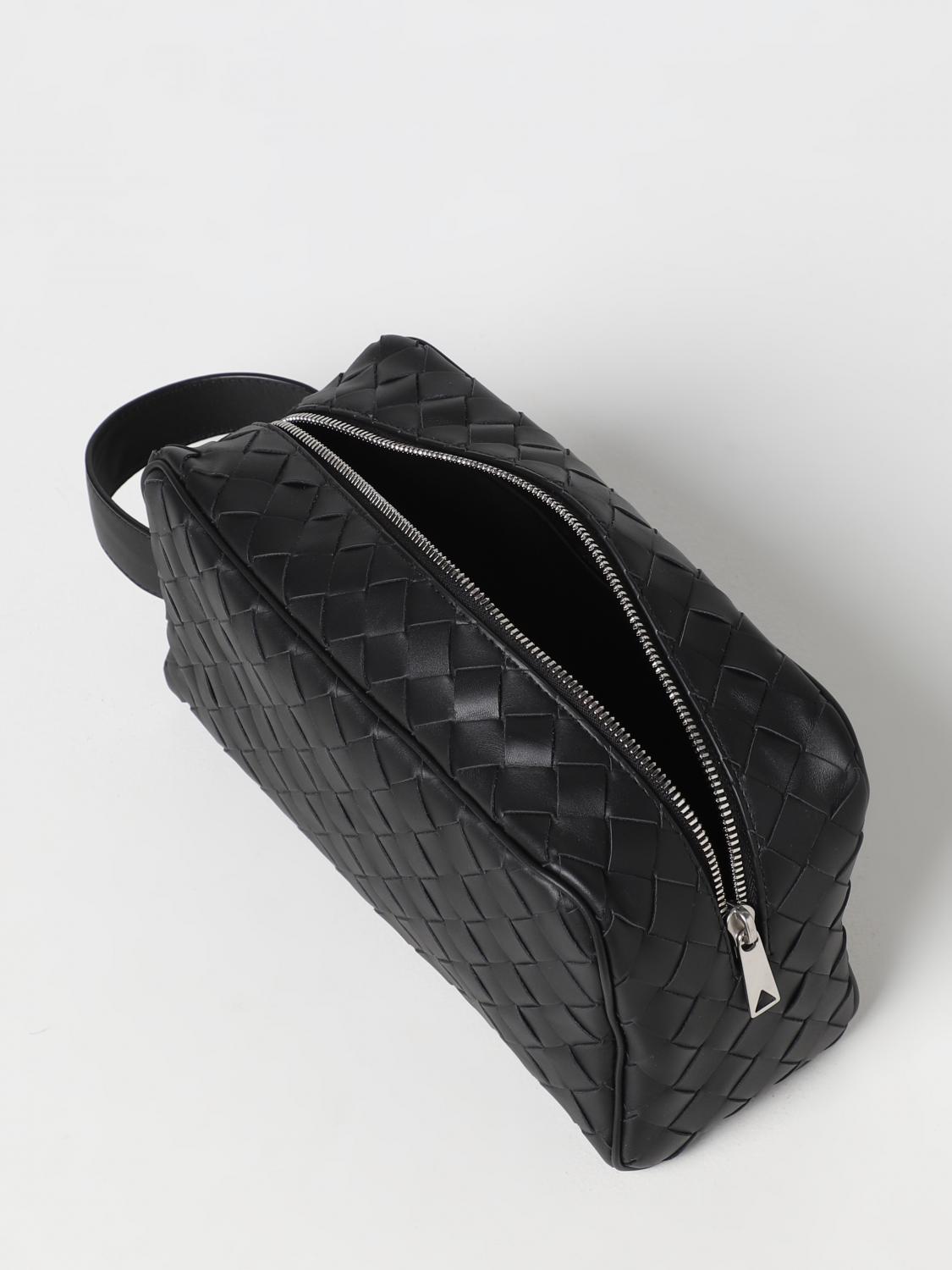 BOTTEGA VENETA: travel clutch bag in woven leather - Black
