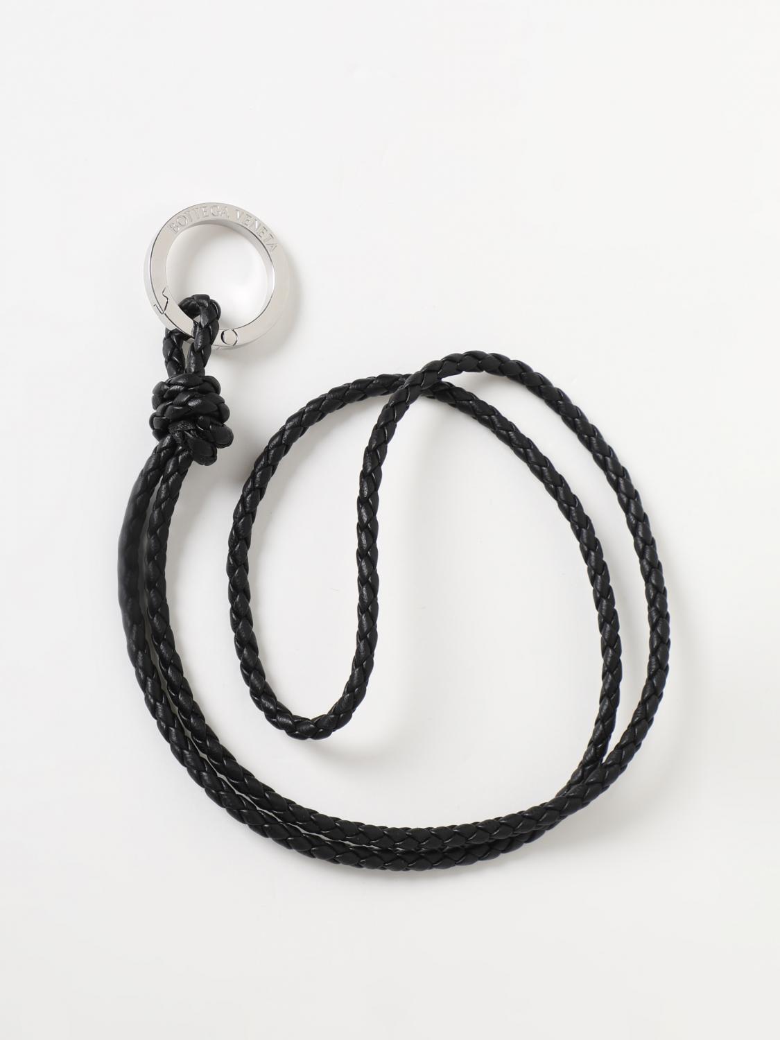 Bottega Veneta key ring in woven leather - Black | 758630VMAY0