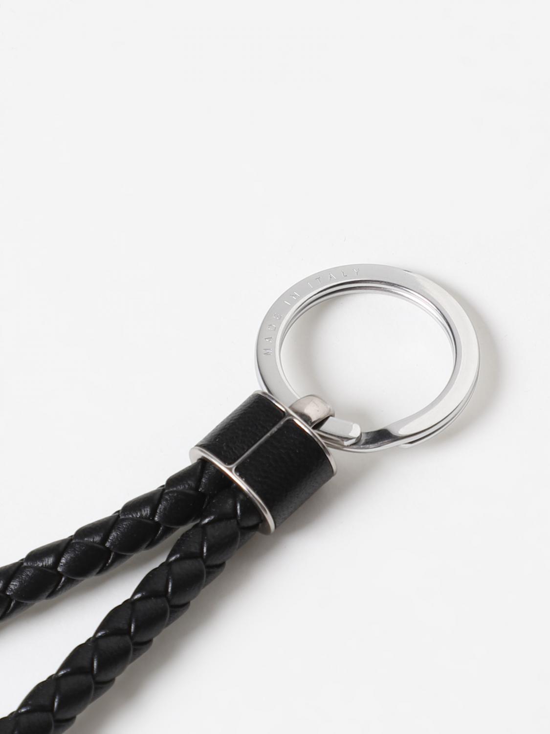 Bottega Veneta Intreccio key ring in woven leather - Black
