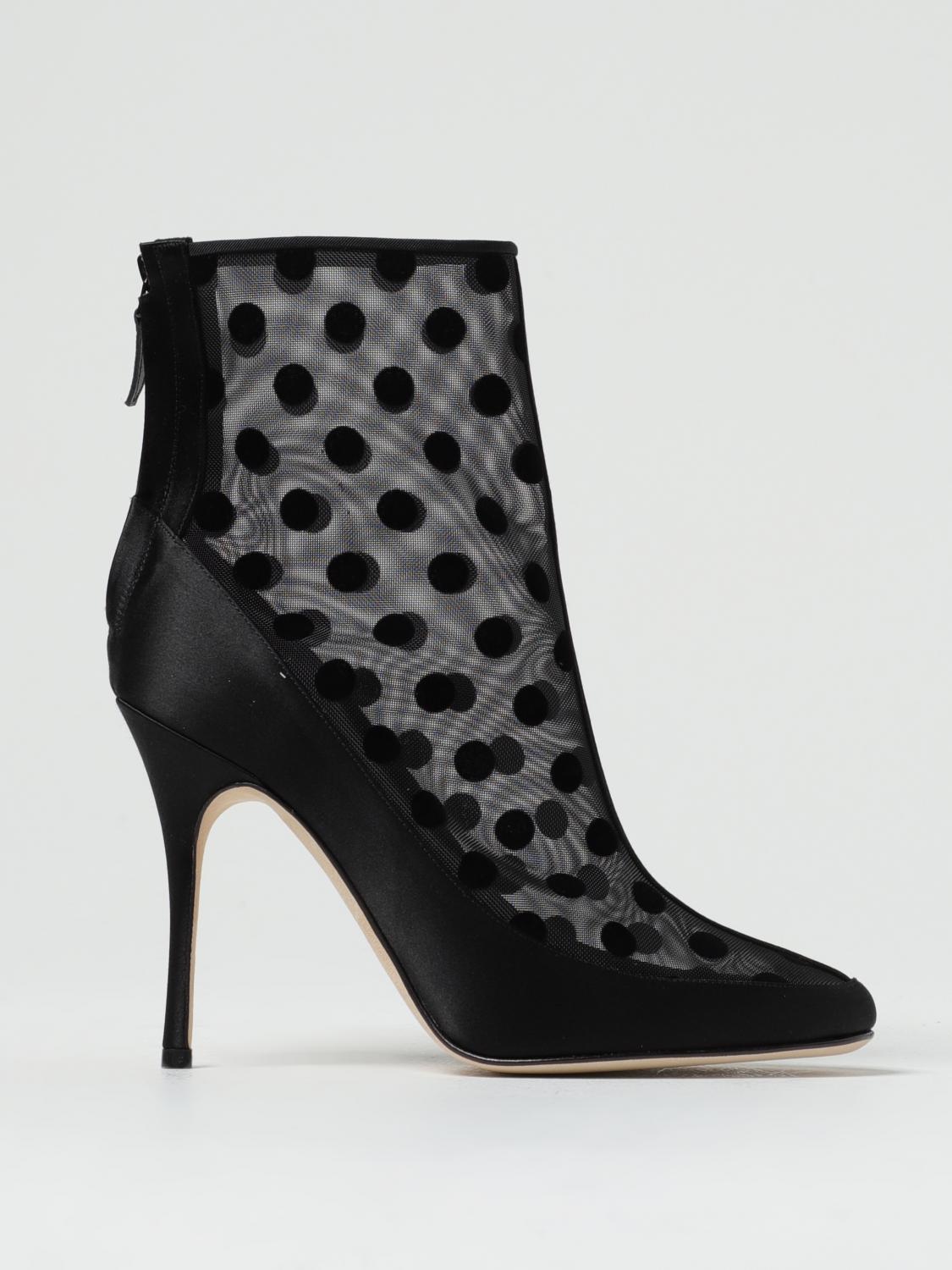 MANOLO BLAHNIK: Mukinka ankle boots in micro mesh nylon and satin