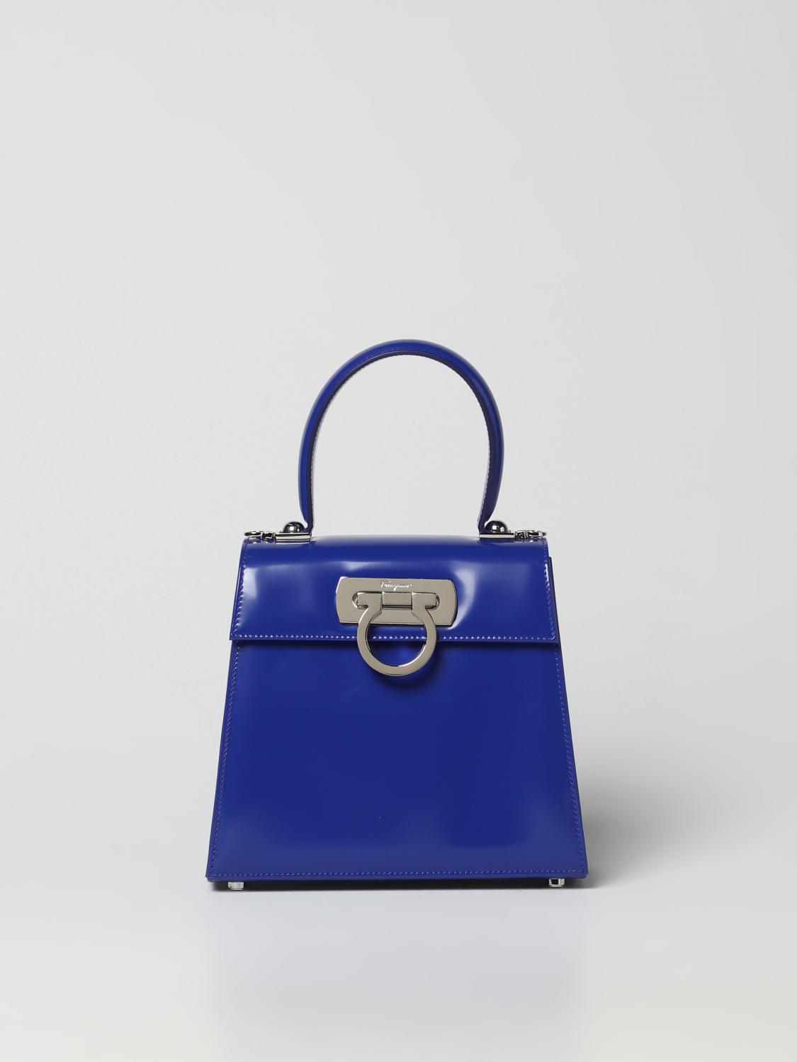 Ferragamo Iconic Top Handle bag in brushed leather - Royal Blue