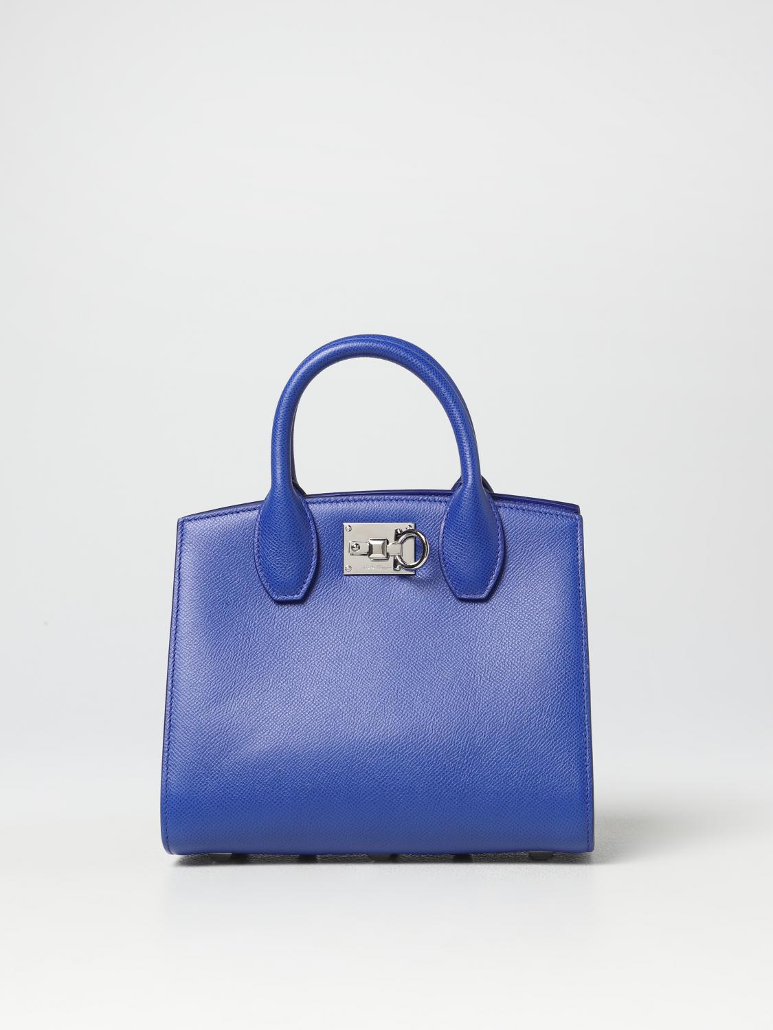 Ferragamo Studio Box bag in leather with Gancini - Royal Blue