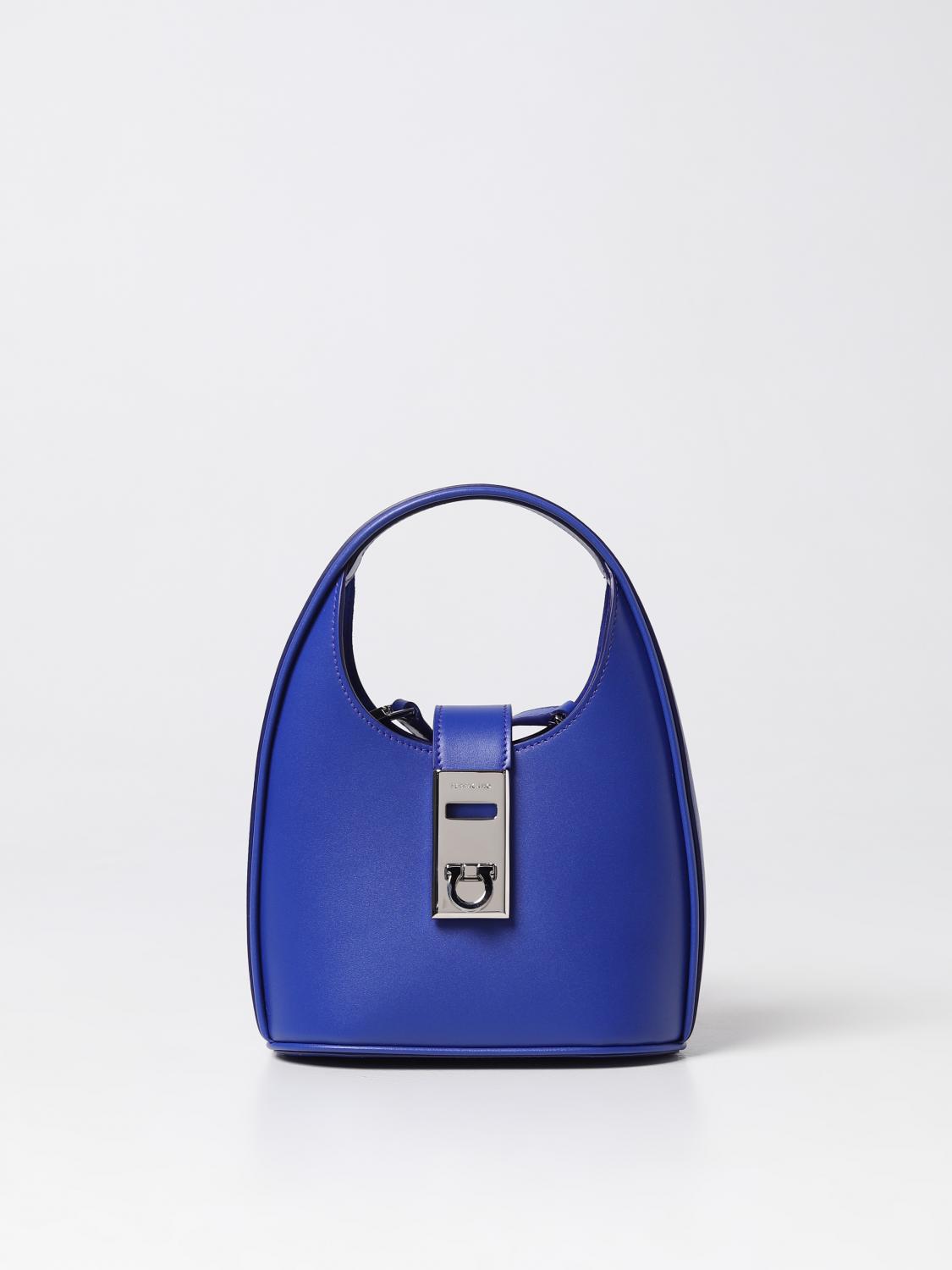 Ferragamo leather bag with Gancini buckle - Royal Blue | 213978