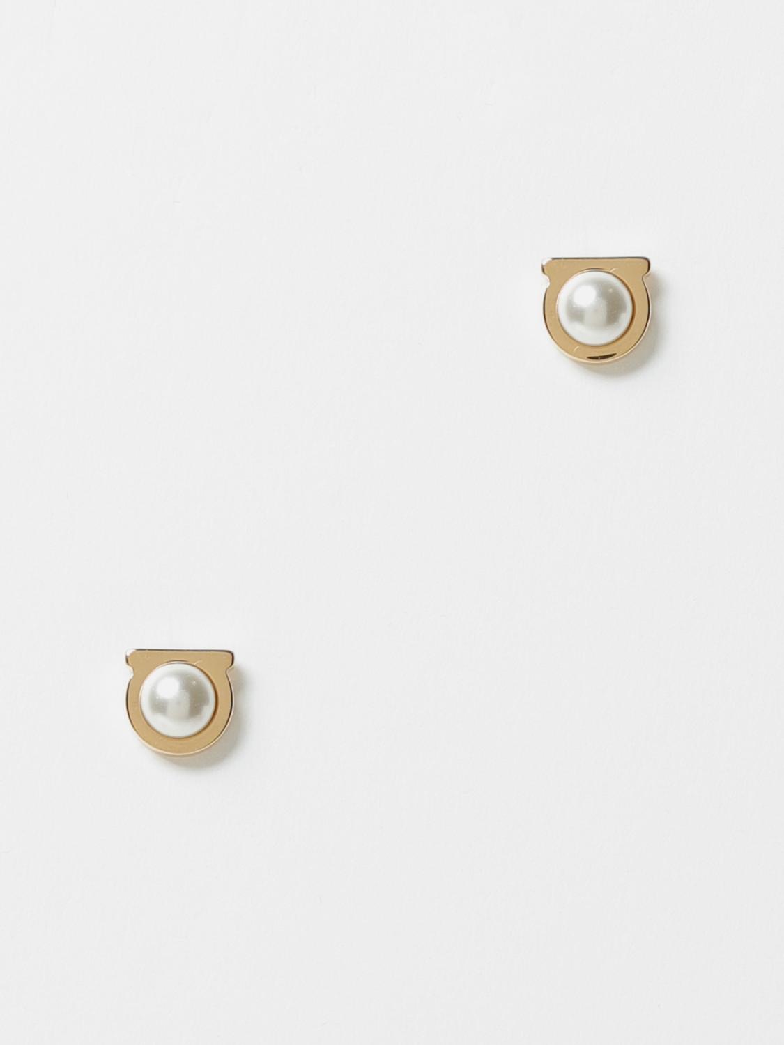 Salvatore Ferragamo｜JEWERLY (760121 696454) FERRAGAMO: Gancini metal earrings with synthetic pearls