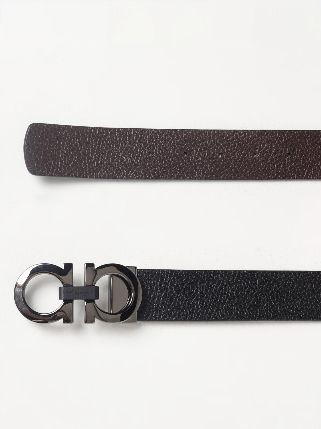 FERRAGAMO BELT: Ferragamo Reversible belt in hammered leather, Black - Img 2