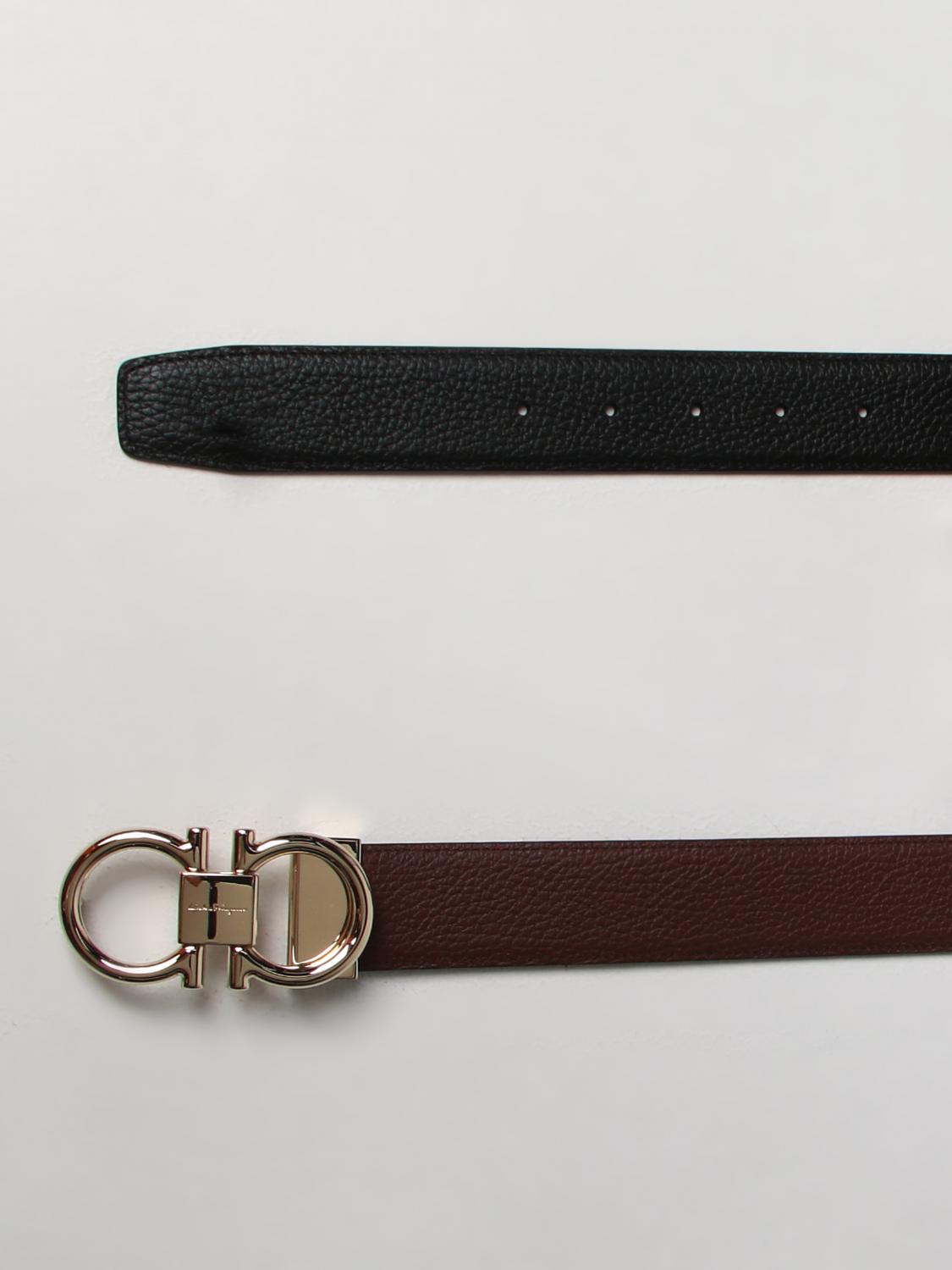 FERRAGAMO BELT: Gancini Reversible Ferragamo belt in grained leather, Black - Img 2