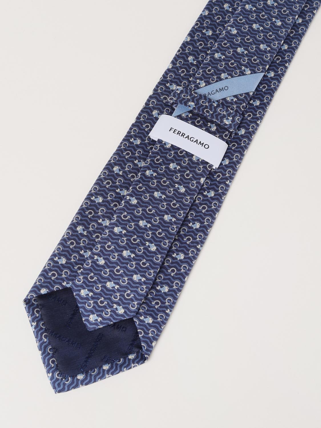 FERRAGAMO CRAVATTA: Cravatta Ferragamo in seta con stampa Salto, Blue Navy - Img 2
