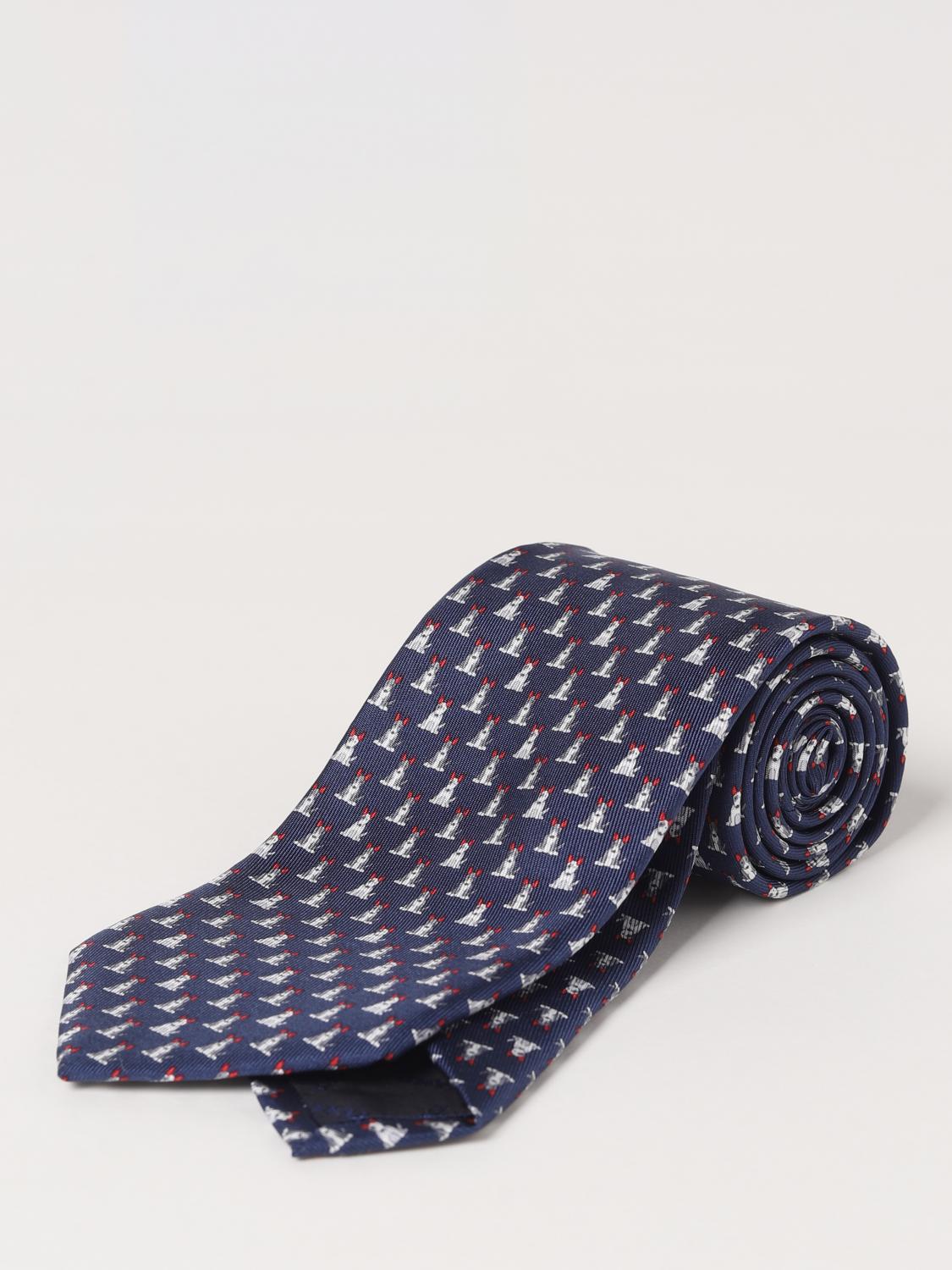 FERRAGAMO TIE: Ferragamo silk tie with Terrier print, Navy - Img 1