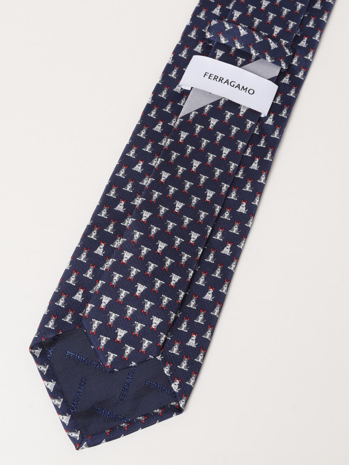 FERRAGAMO TIE: Ferragamo silk tie with Terrier print, Navy - Img 2