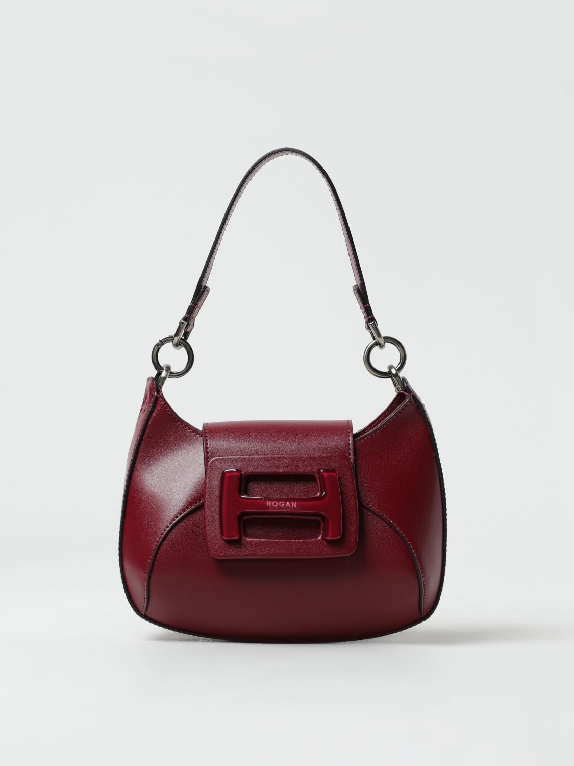 HOGAN BORSA MINI: Borsa Hogan in pelle con tracolla, Amaranto - Img 1