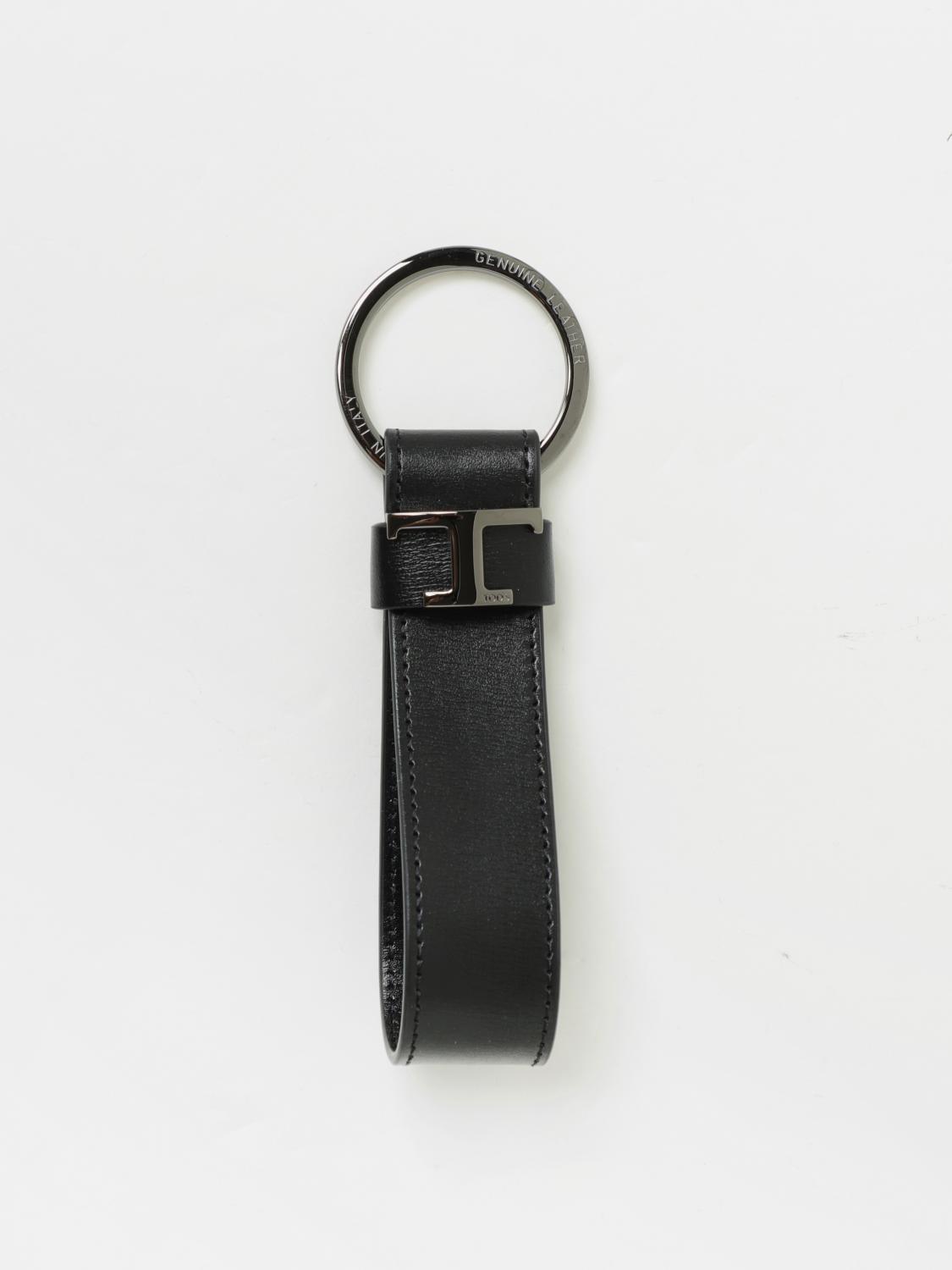 Tod's T Timeless key ring in leather and metal - Black