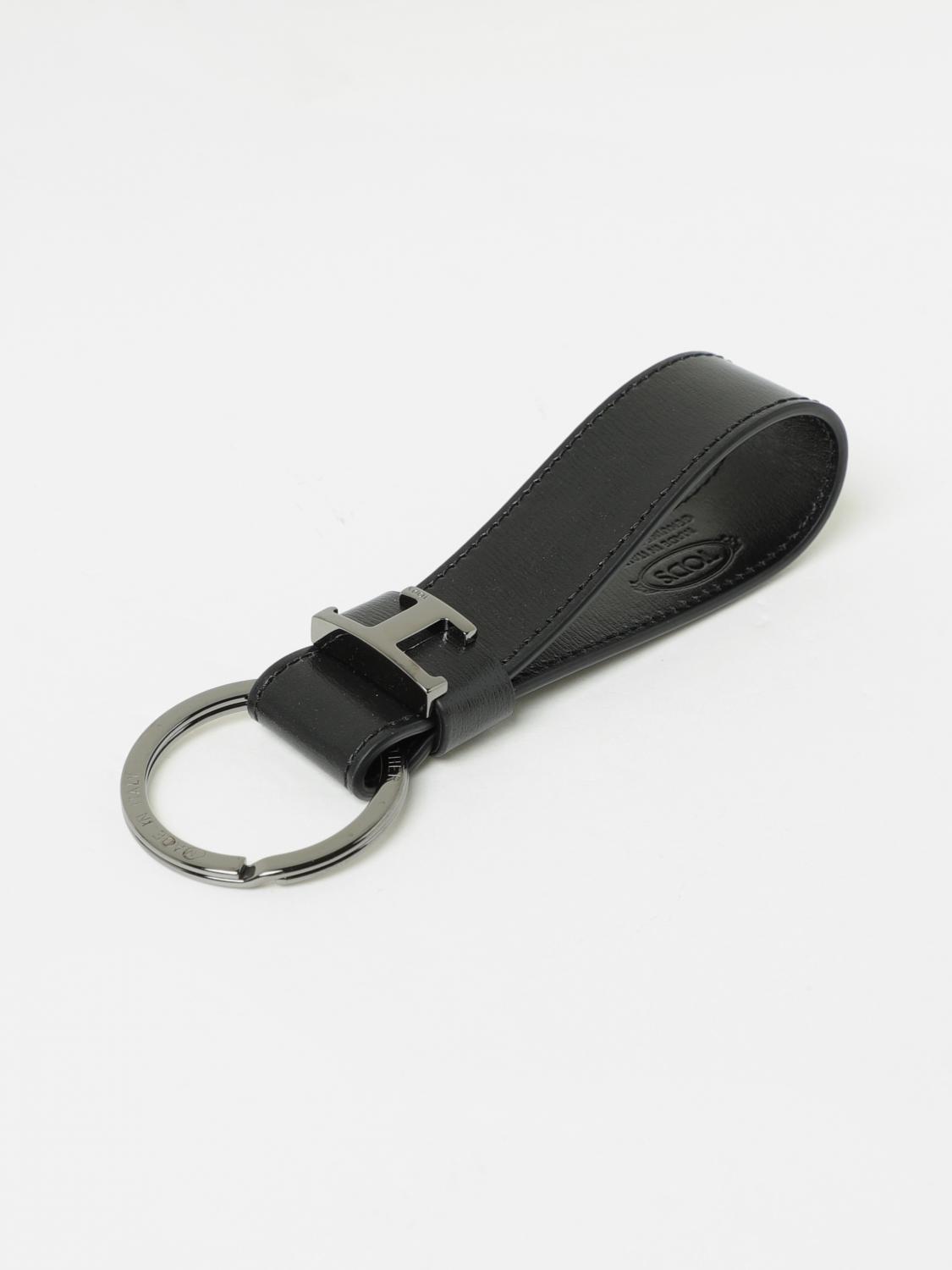 Tod's T Timeless key ring in leather and metal - Black