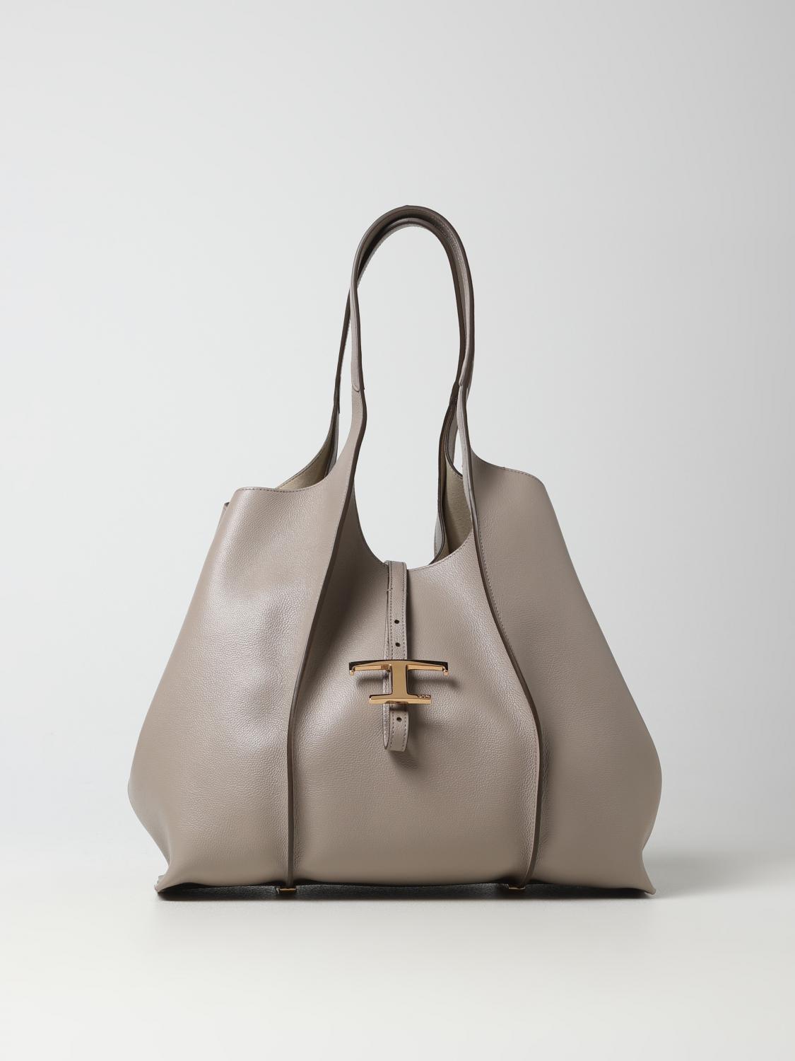 TOD'S: bag in micro grained leather - Grey | Tod's tote bags ...