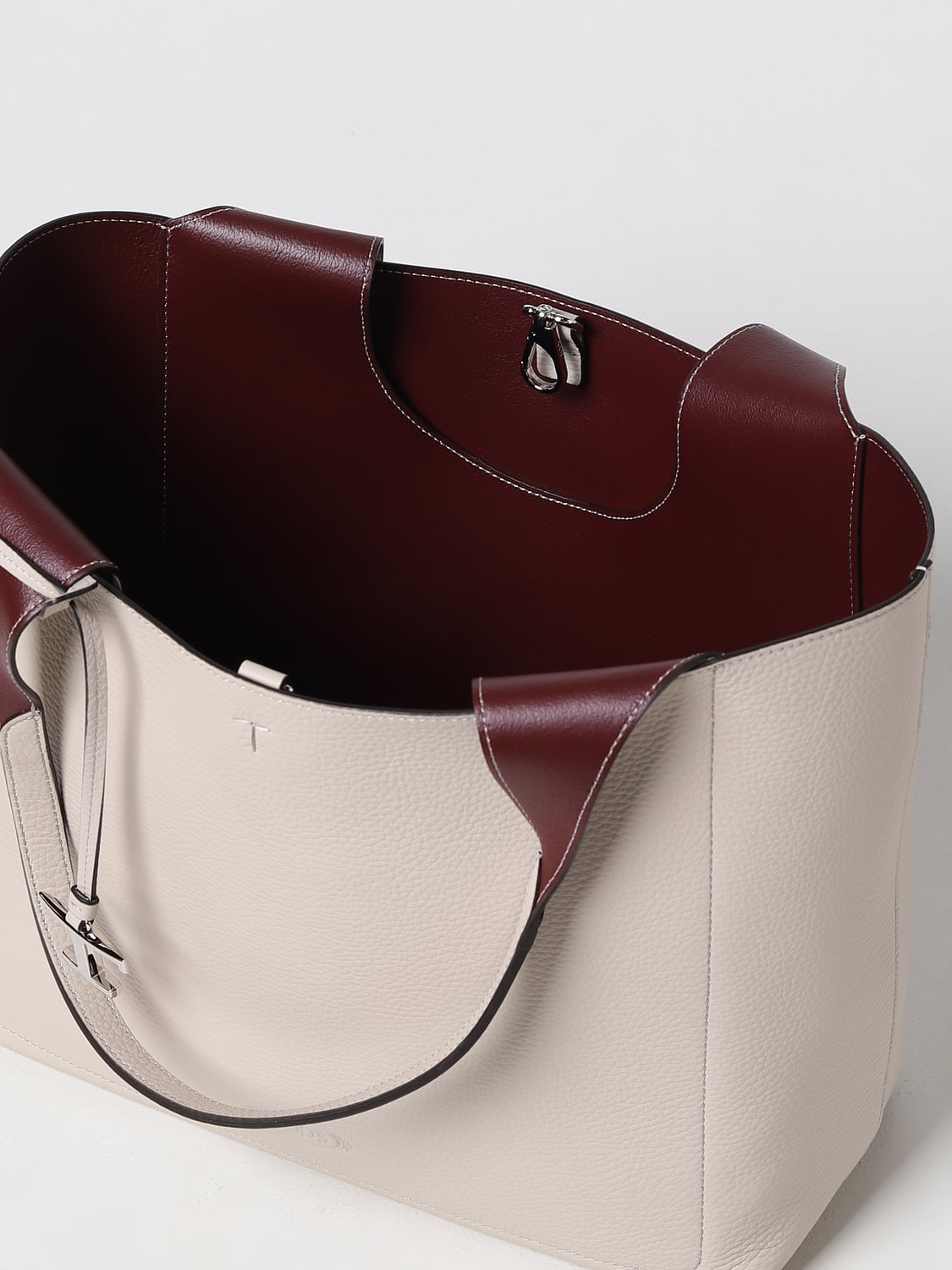 TOD'S BORSA TOTE: Borsa Tod's in pelle a grana, Perla - Img 4