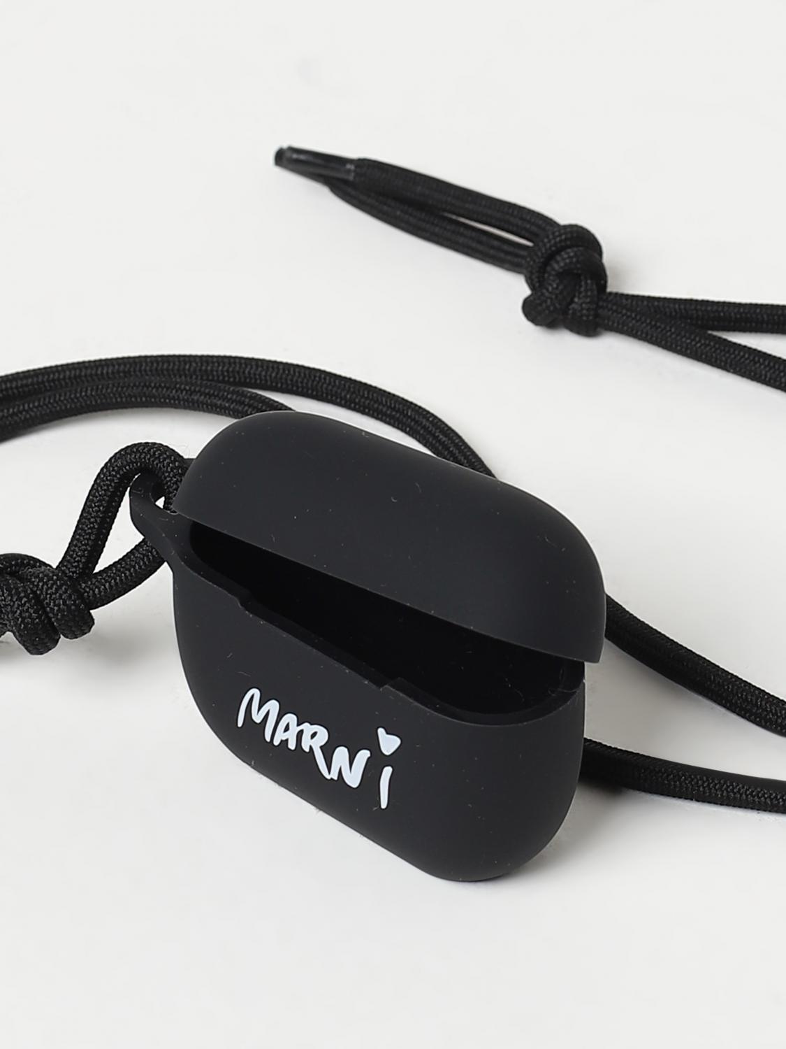 MARNI TECH ACCESSORIES: Marni silicone AirPods holder with logo, Black - Img 2
