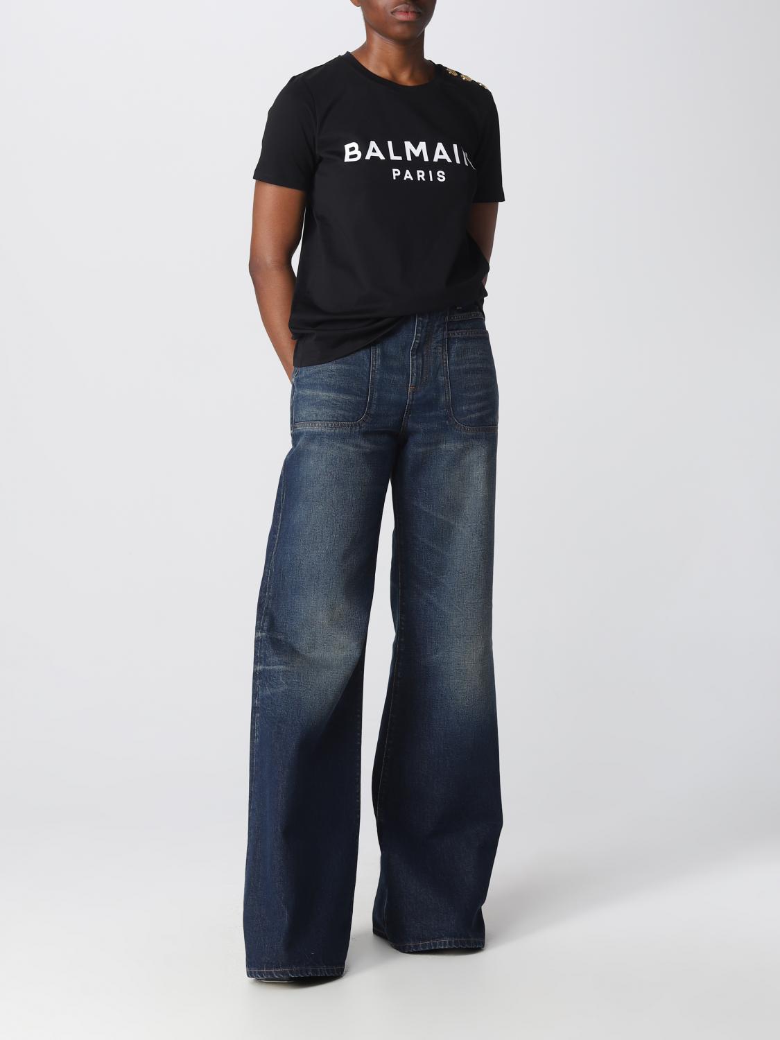 BALMAIN T-SHIRTS: T-shirt Balmain in jersey di cotone, Nero - Img 2
