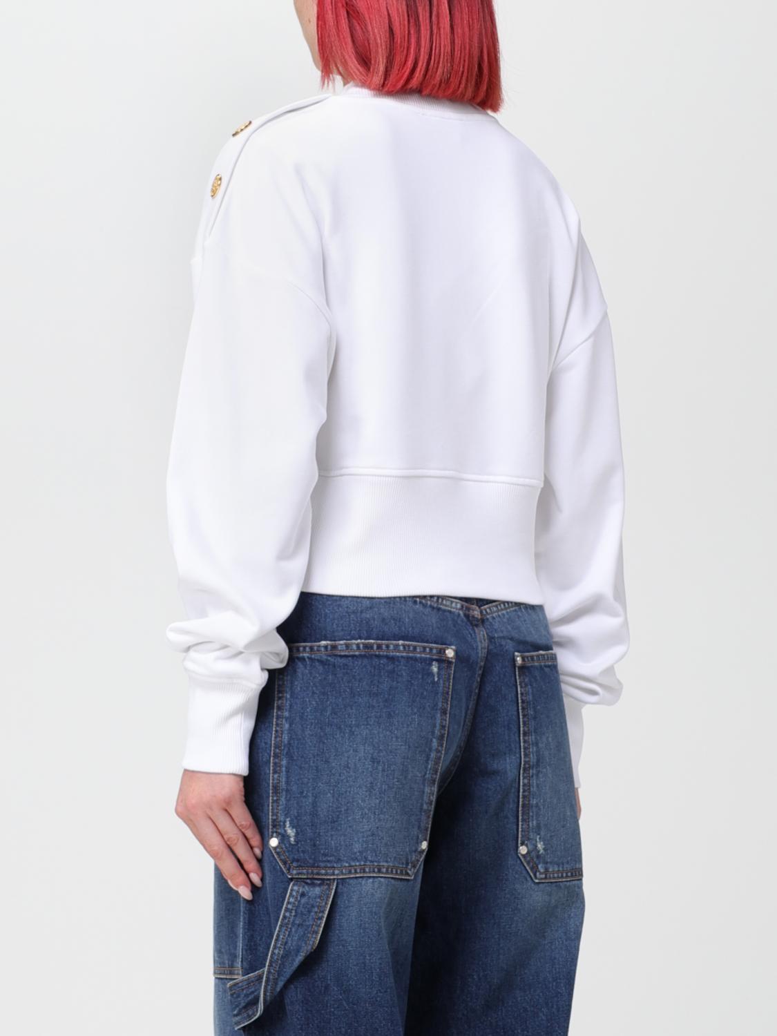 BALMAIN FELPA: Felpa Balmain in cotone organico, Bianco - Img 2