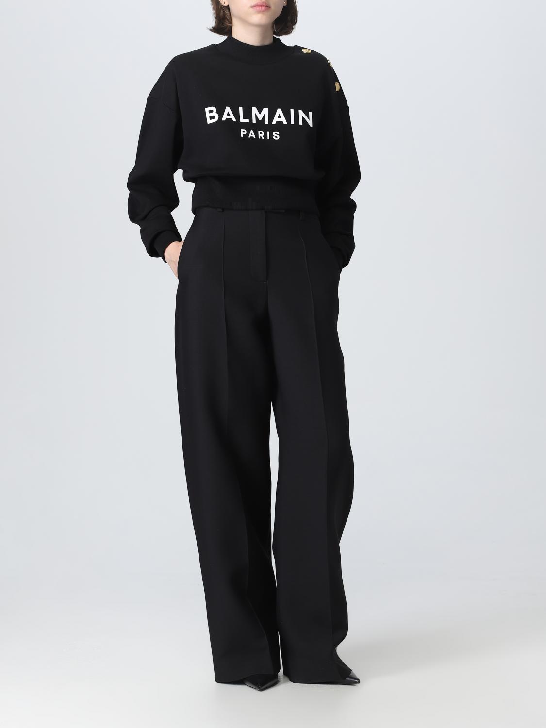 BALMAIN FELPA: Felpa Balmain in cotone organico, Nero - Img 2