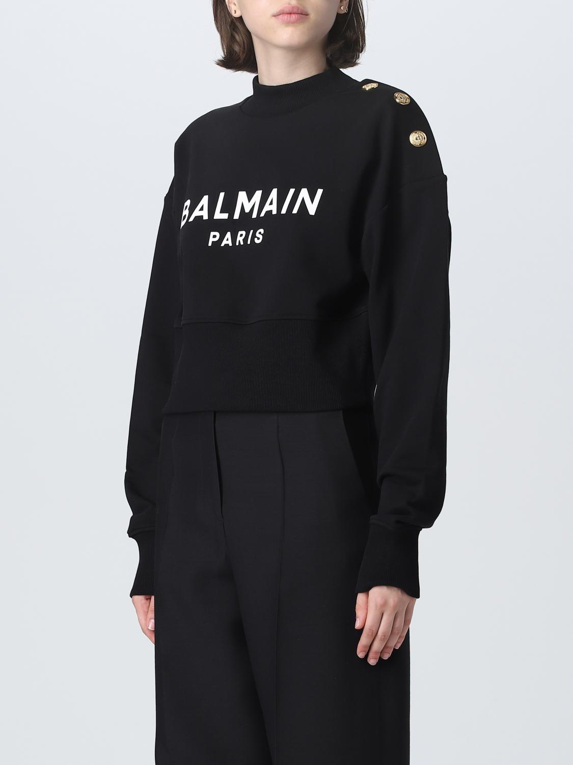 BALMAIN FELPA: Felpa Balmain in cotone organico, Nero - Img 4
