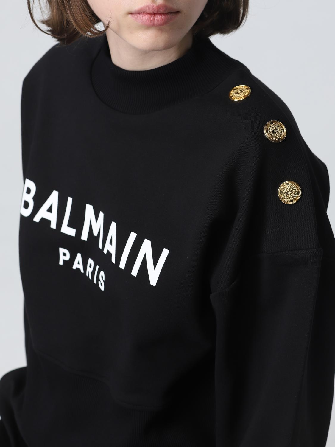 BALMAIN FELPA: Felpa Balmain in cotone organico, Nero - Img 5