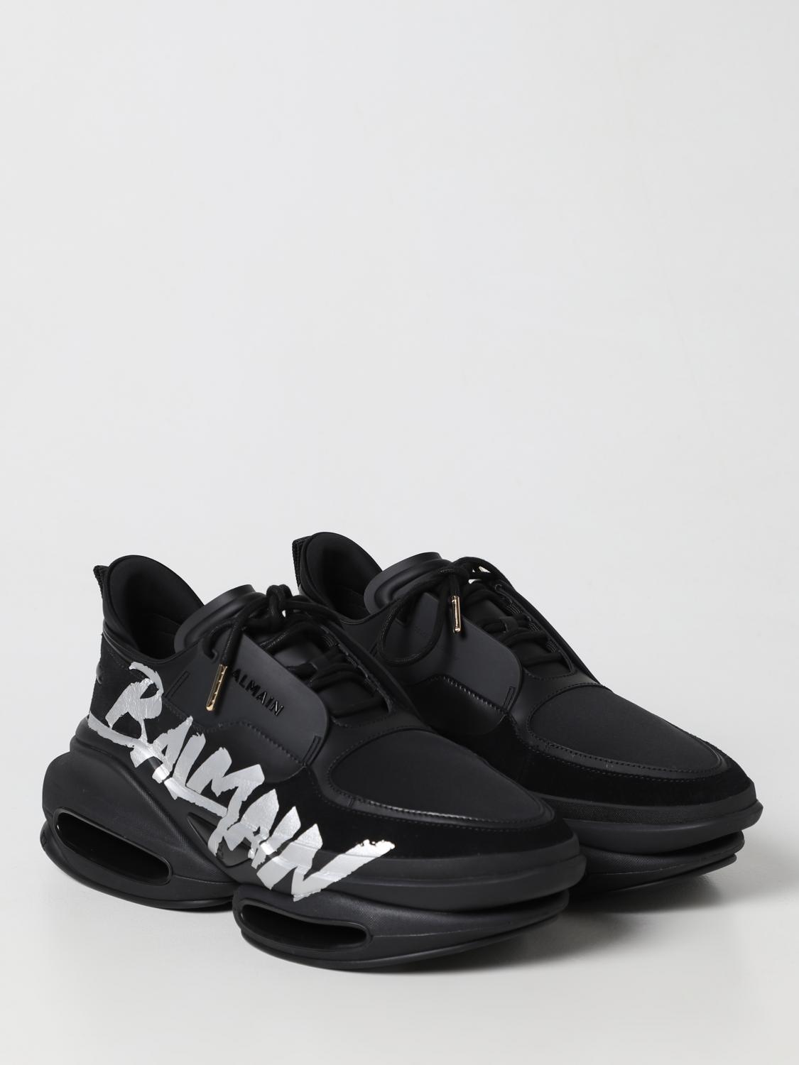 Balmain B-Bold sneakers in leather and neoprene - Black