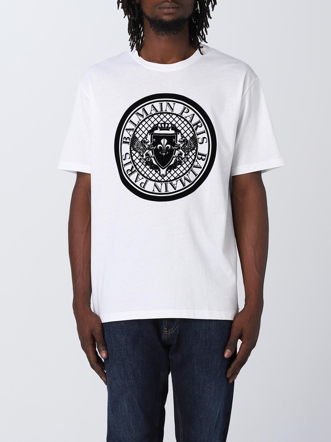 BALMAIN: Coin Flock T-shirt in cotton - White | Balmain t