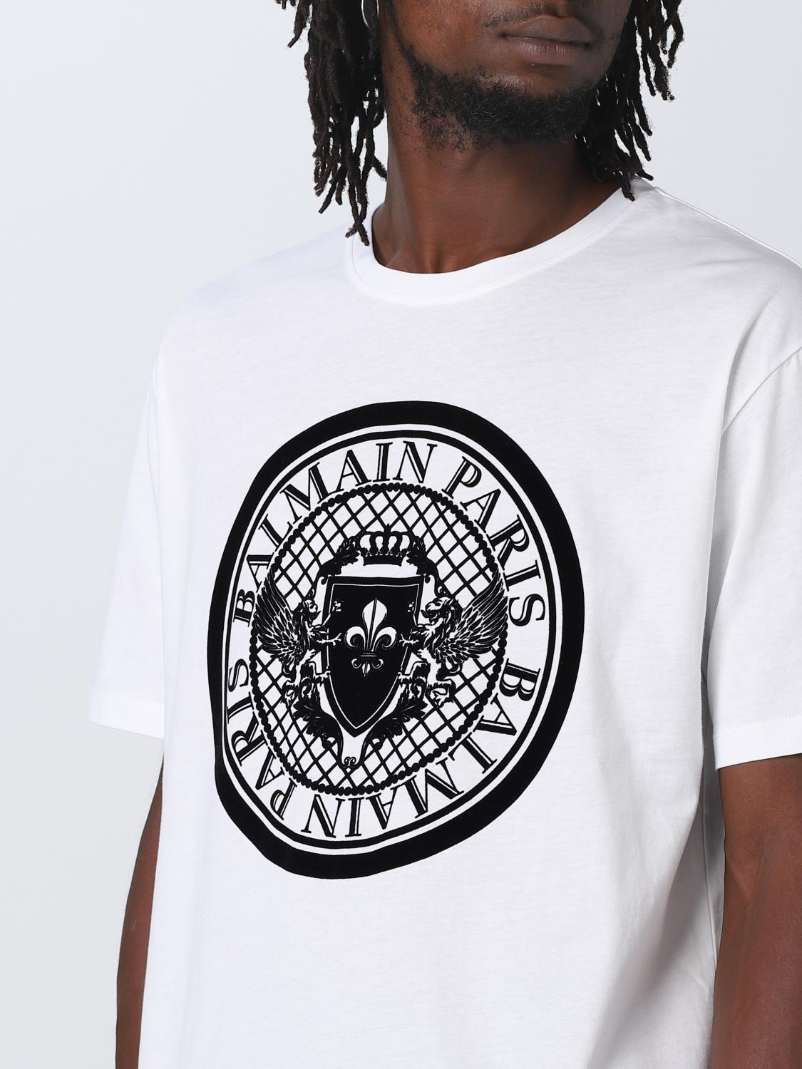 BALMAIN: Coin Flock T-shirt in cotton - White | Balmain t