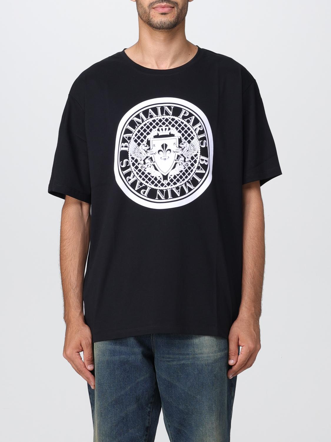 BALMAIN フロックコインTシャツ BH1EG000BB17 GAB BALMAIN: Coin Flock T-shirt in cotton - Black | Balmain t