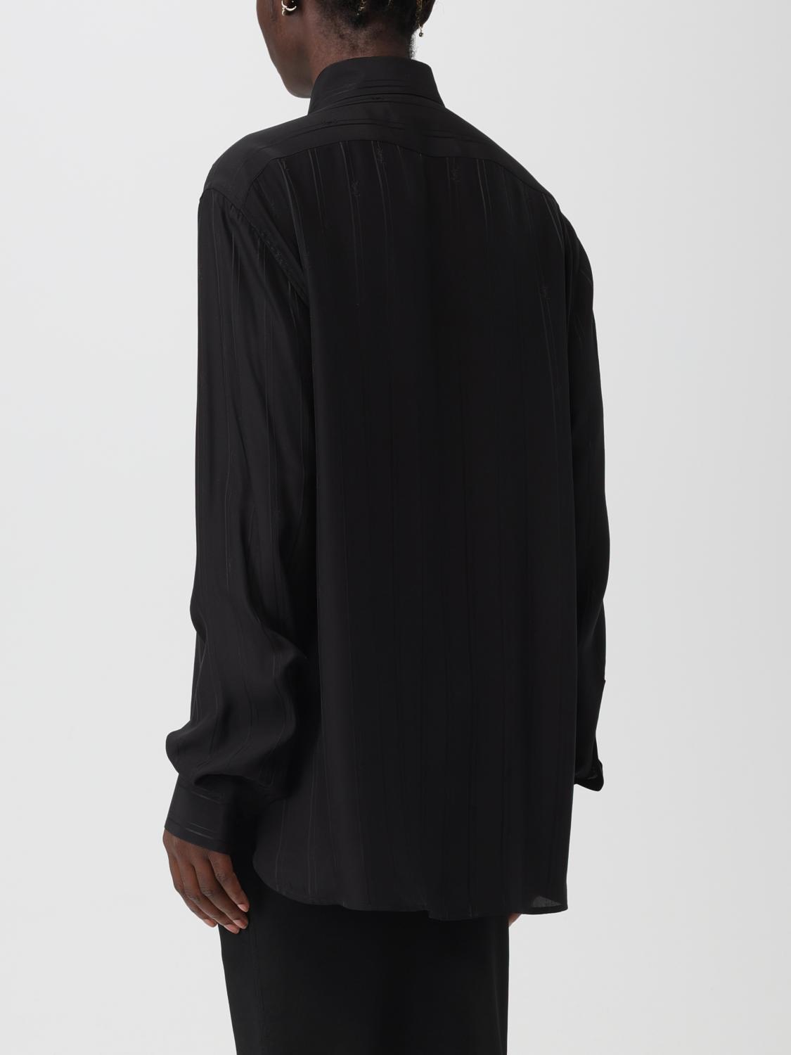Saint Laurent pinstripe shirt in organic silk - Black
